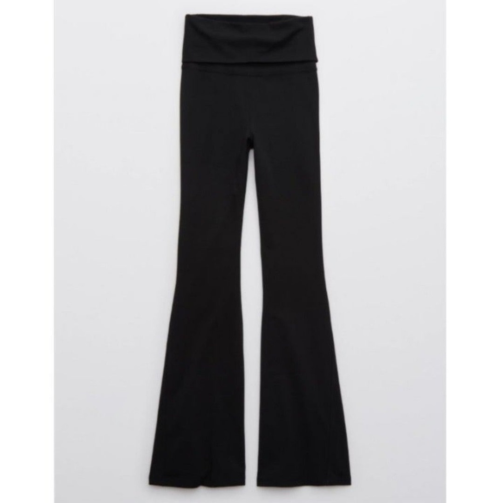 OFFLINE By Aerie OG Foldover High Waisted Super Flare Legging Black S SHORT